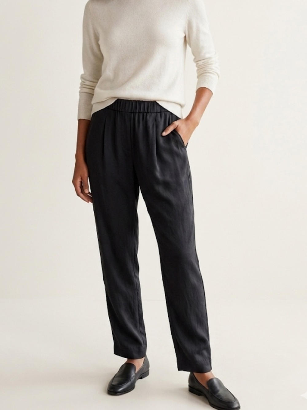 Cynthia Rowley Black 100% Silk Pull-On Pants